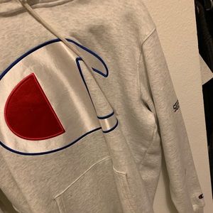 supreme x champion hoodie size M